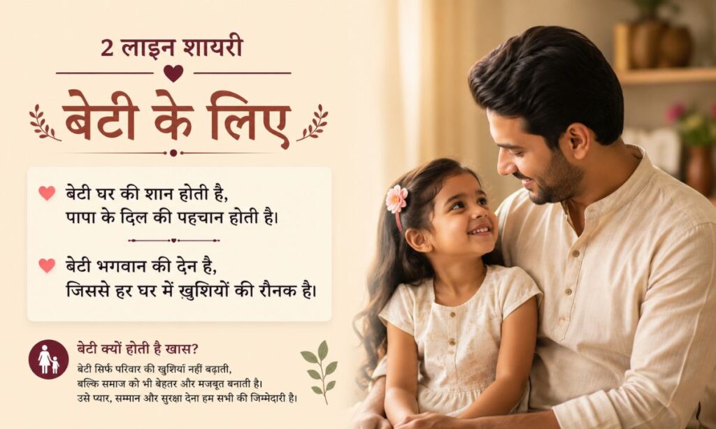 2 Line Shayari for Daughter in Hindi