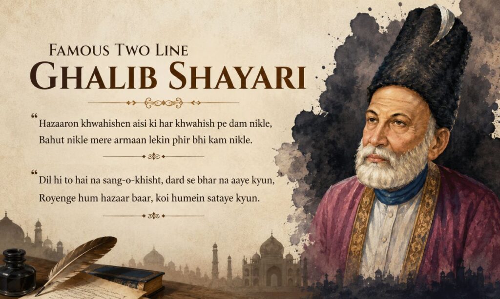 Famous Two Line Ghalib Shayari