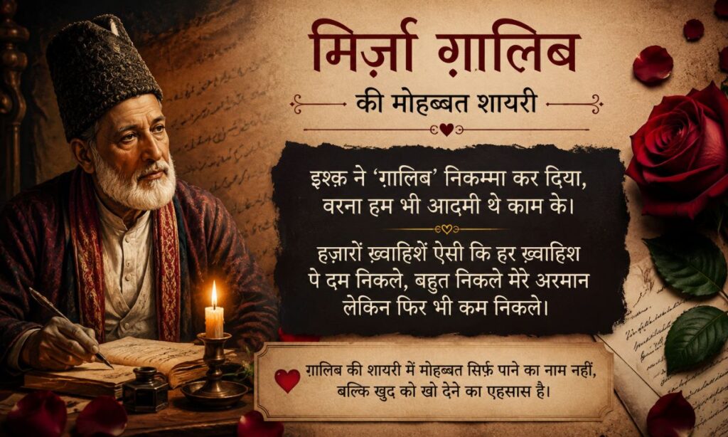 Love Mirza Ghalib Shayari in Hindi