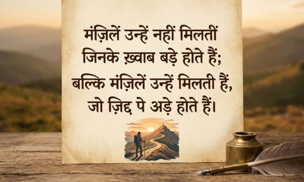 Manzil Shayari 2 Lines in Hindi