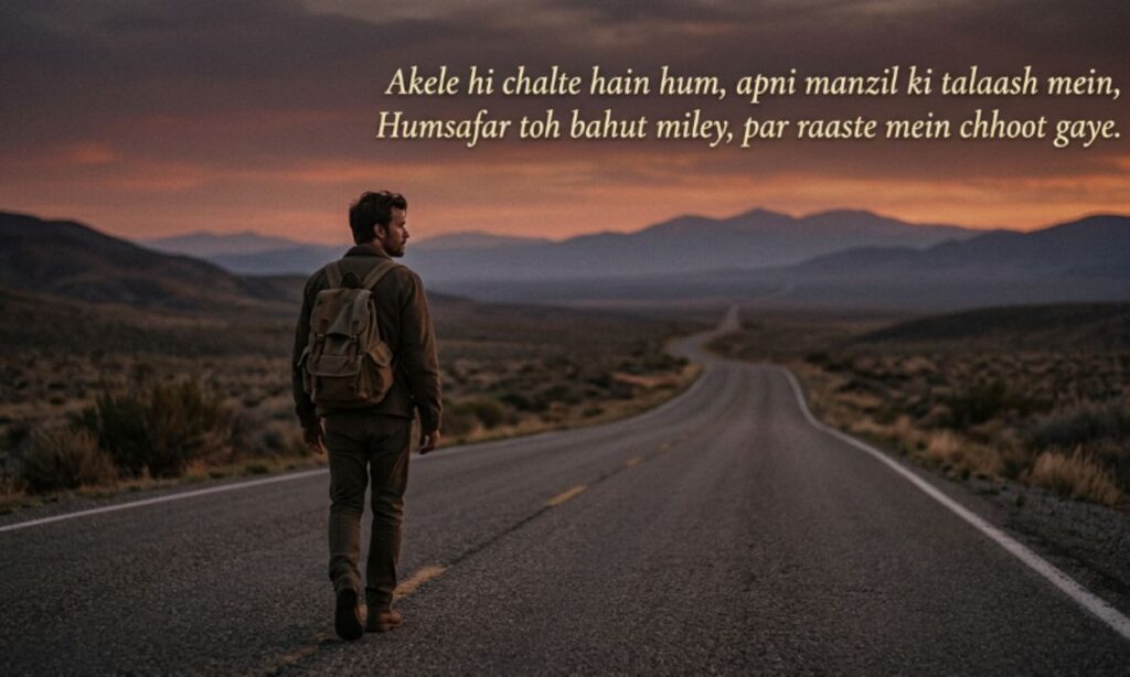 Manzil Shayari on Loneliness in the Journey