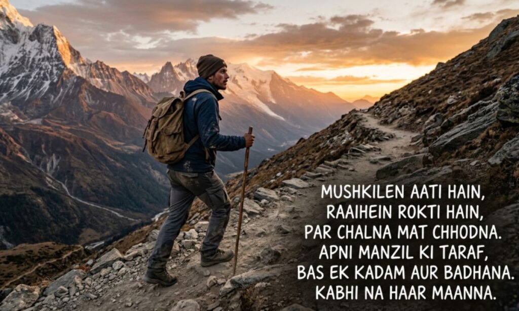 Manzil Shayari on Never Giving Up