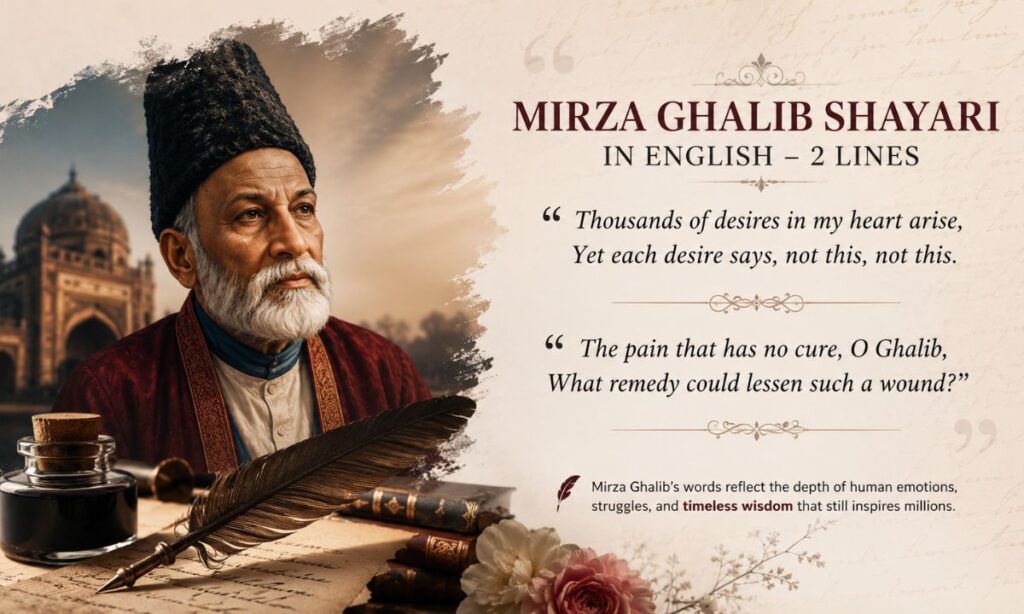 Mirza Ghalib Shayari in English 2 Lines