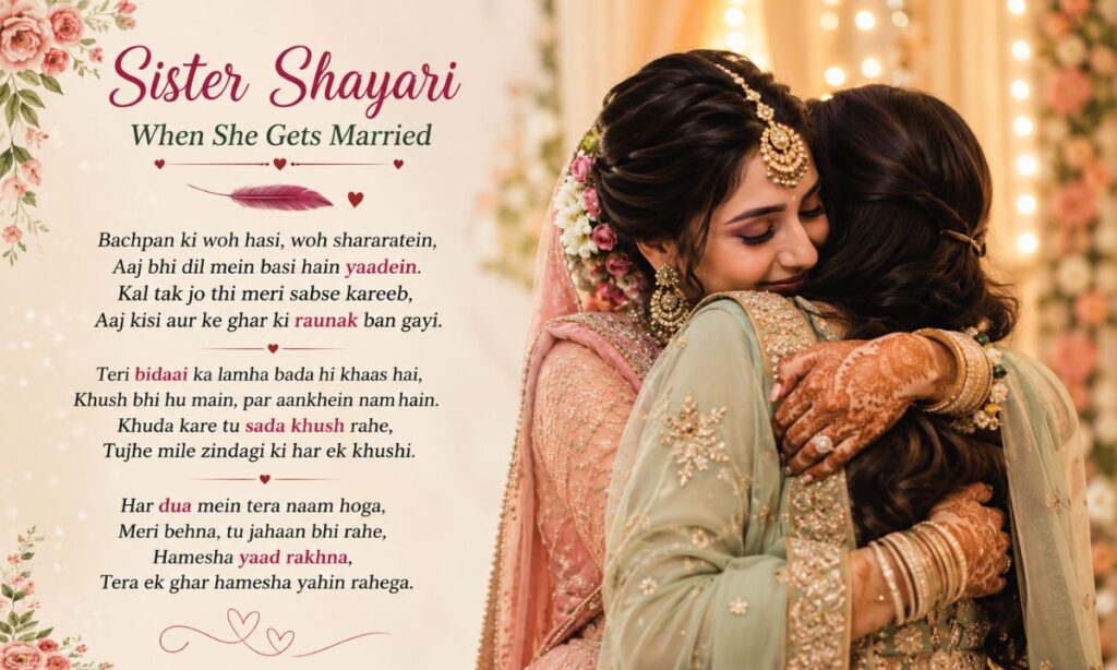 Sister Shayari When She Gets Married