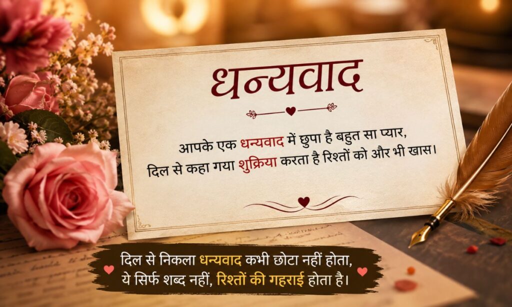 2 Line Thank You Shayari in Hindi