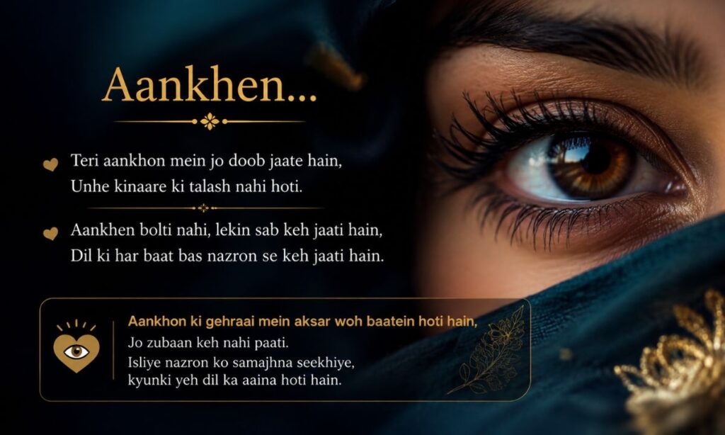 2 line Shayari on eyes in Urdu text in English