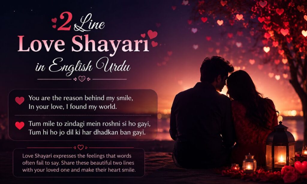 2 line love Shayari in English Urdu