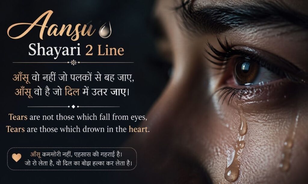 Aansu shayari 2 line hindi English