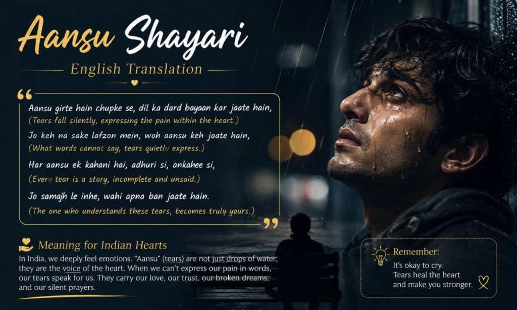 Aansu shayari English translation