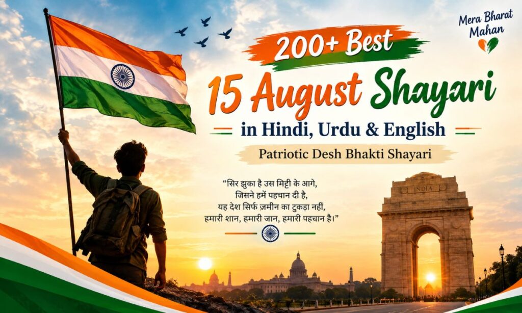 Best 15 August Shayari in Hindi, Urdu & English