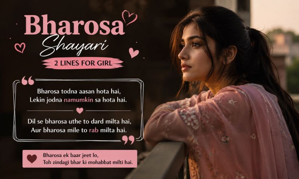 Bharosa Shayari 2 lines for girl