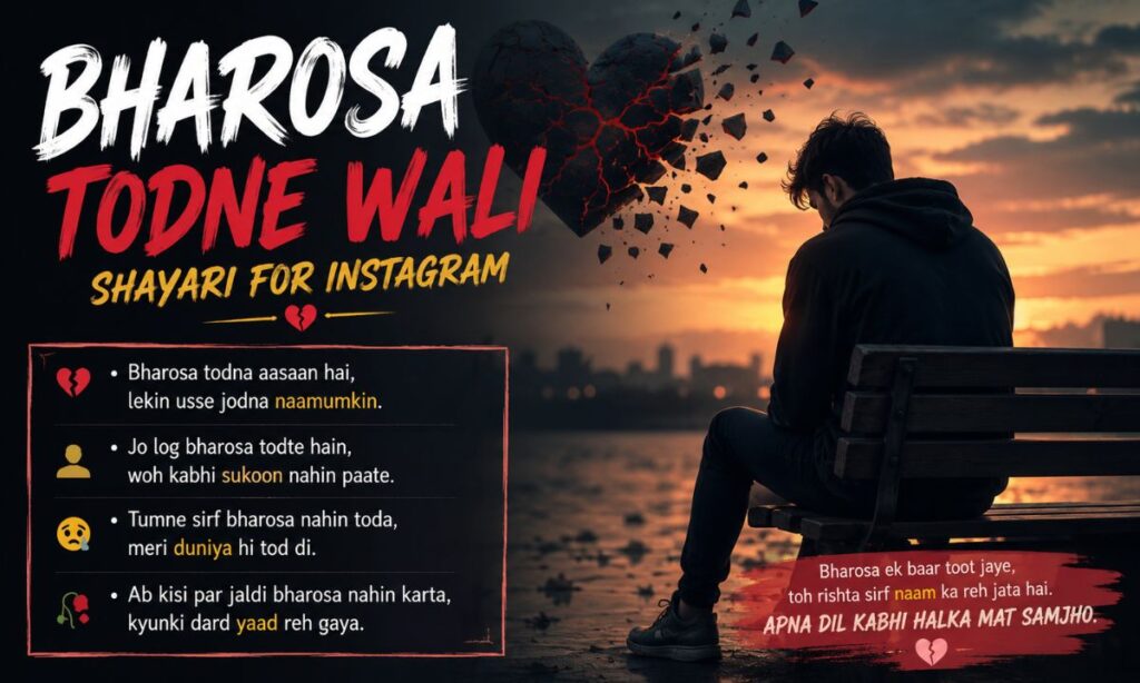 Bharosa Todne Wali Shayari for Instagram