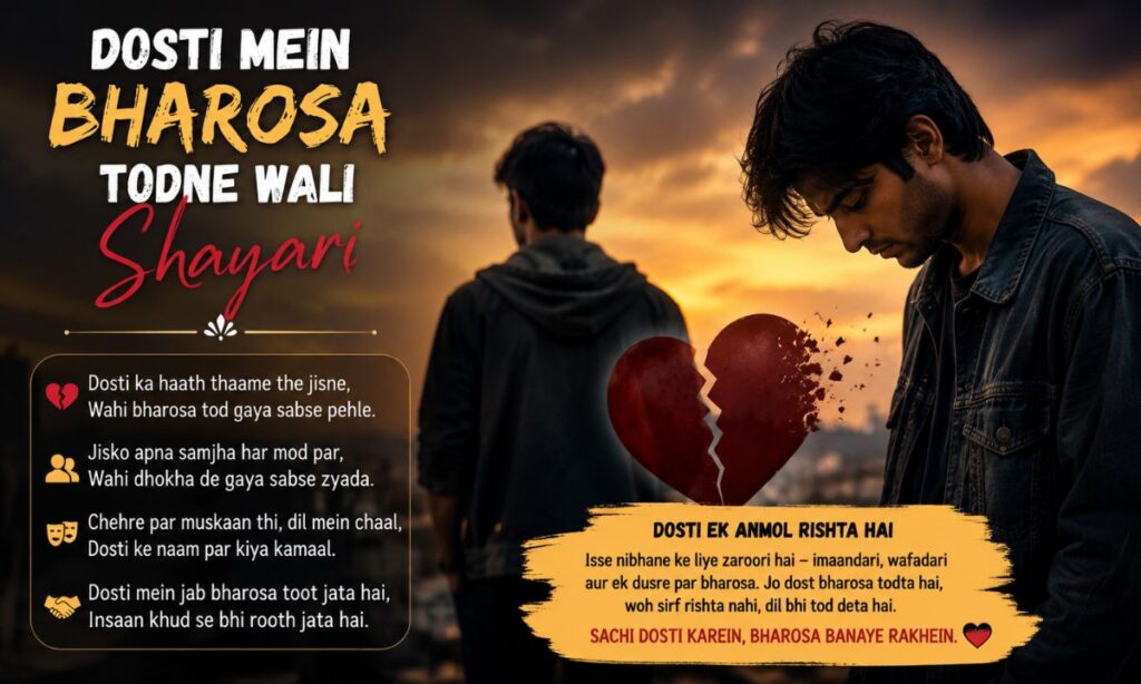 Dosti mein bharosa todne wali shayari