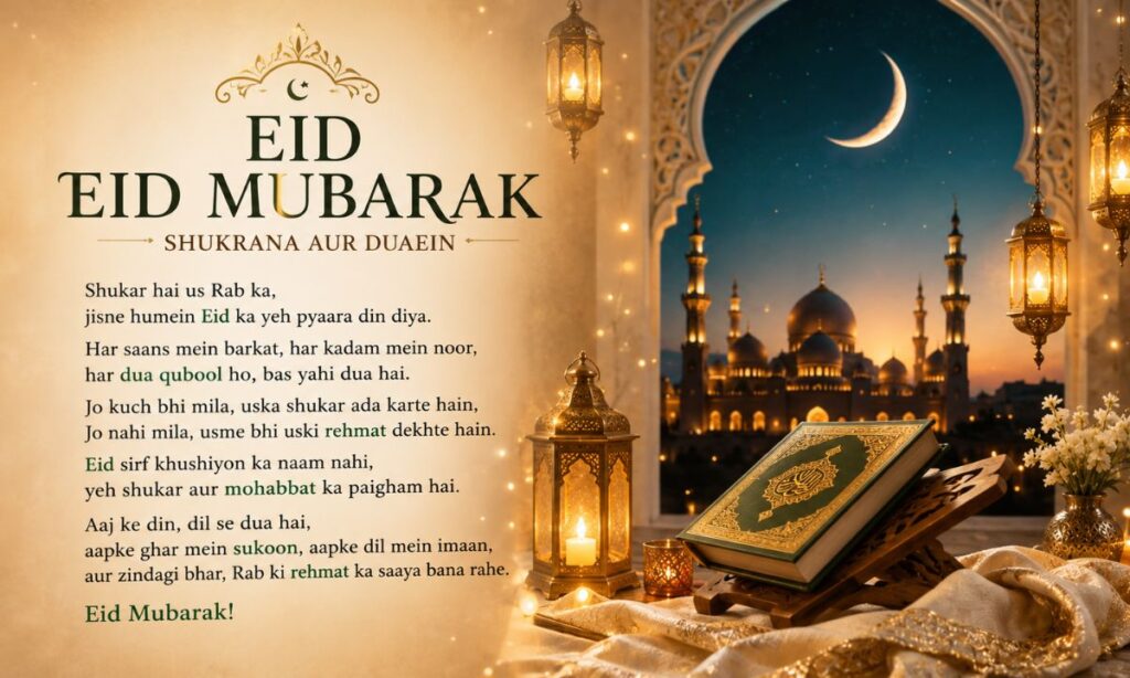 Eid Day Shayari on Gratitude and Blessings