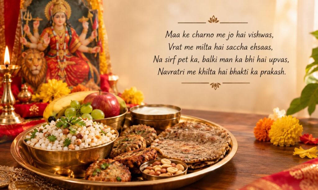 Fasting thali with fruits and sabudana