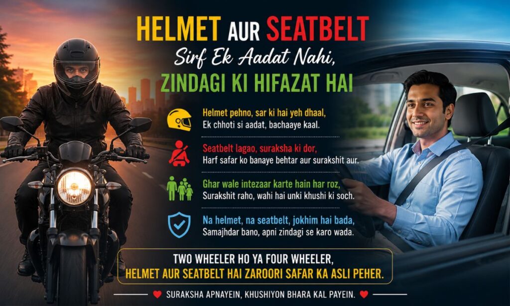 Helmet and Seatbelt Safety Shayari