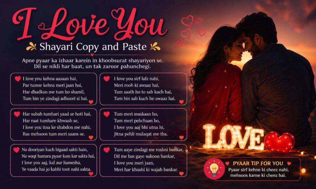 I love you shayari copy and paste
