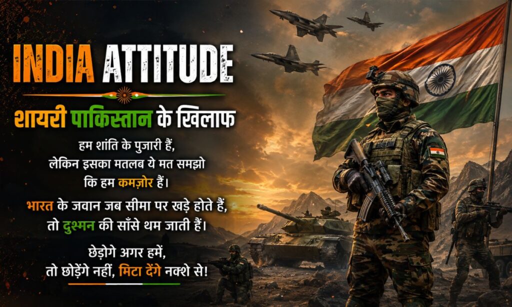 India Attitude Shayari Pakistan Ke Khilaf Images with Army Images