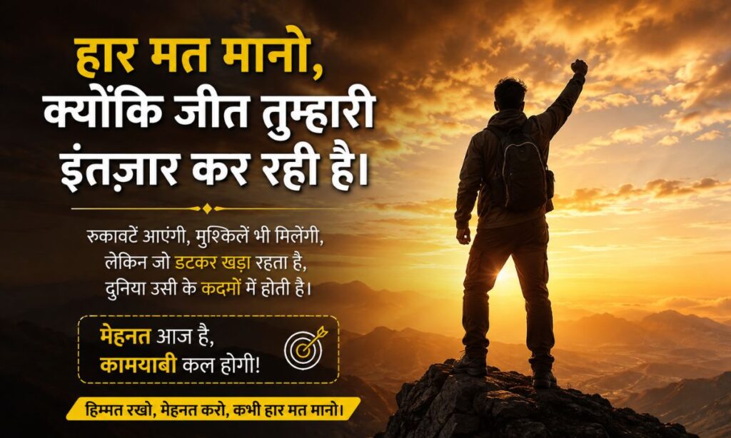 Never Give Up Shayari in Hindi