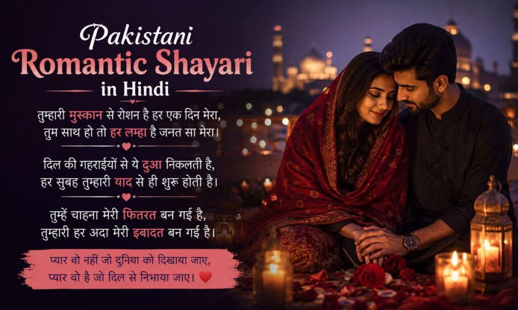Pakistani Romantic Shayari in Hindi