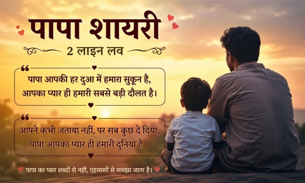 Papa Shayari in Hindi 2 Line Love