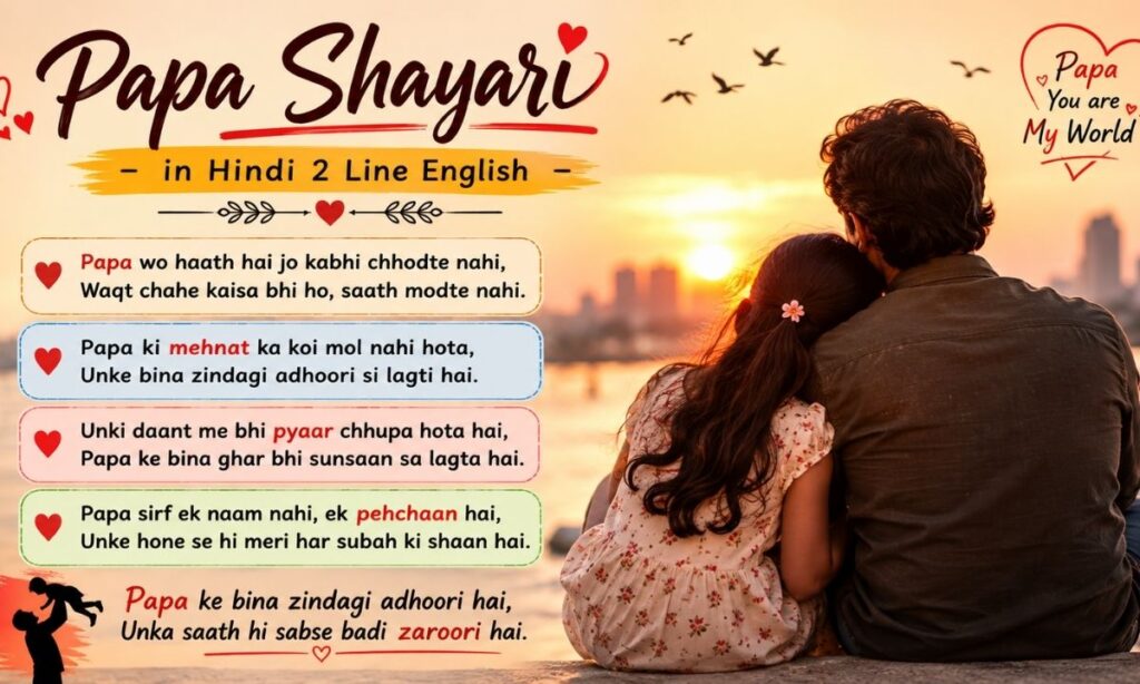 Papa shayari in hindi 2 line english