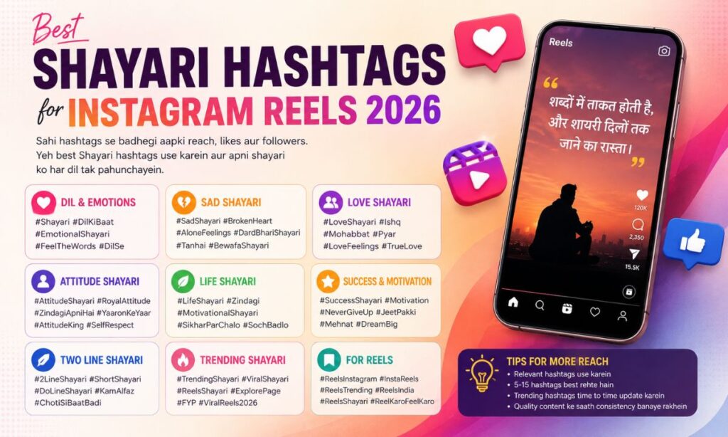 Shayari hashtags for instagram reels 2026