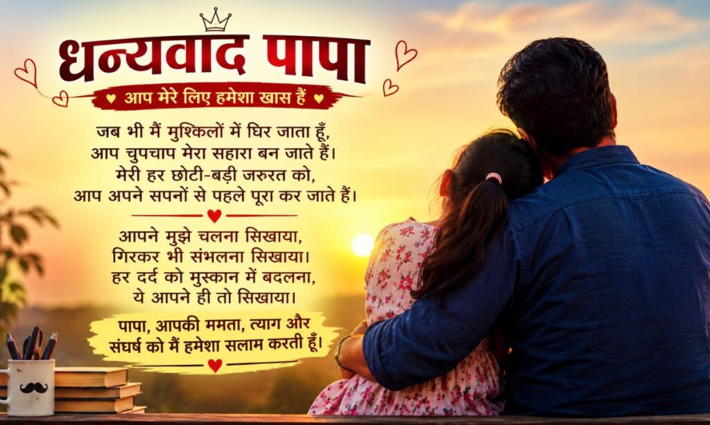 Thank You Father Shayari in Hindi