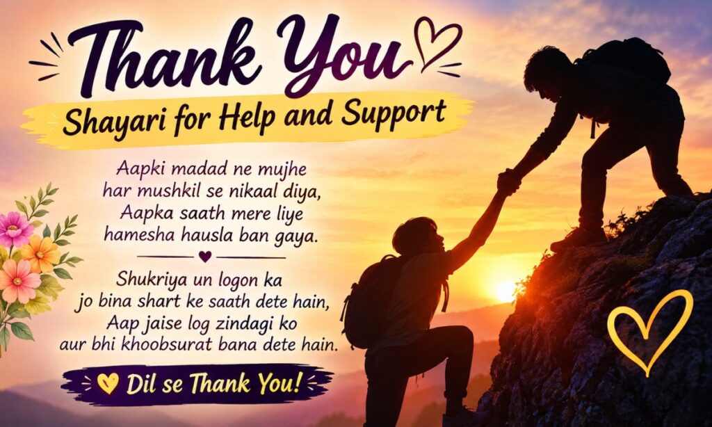 Thank You Shayari for Help and Support