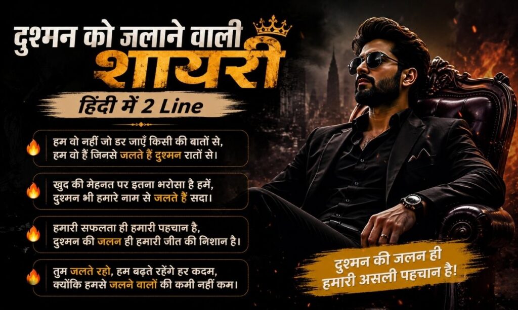 दुश्मन को जलाने वाली शायरी हिंदी में 2 Line