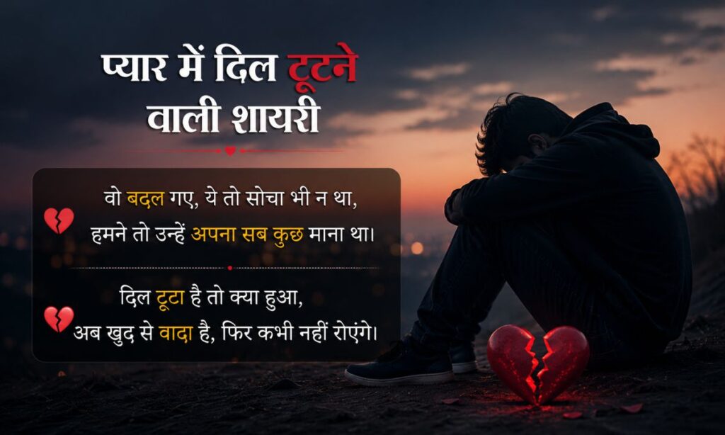 प्यार में दिल टूटने वाली शायरी 2 line