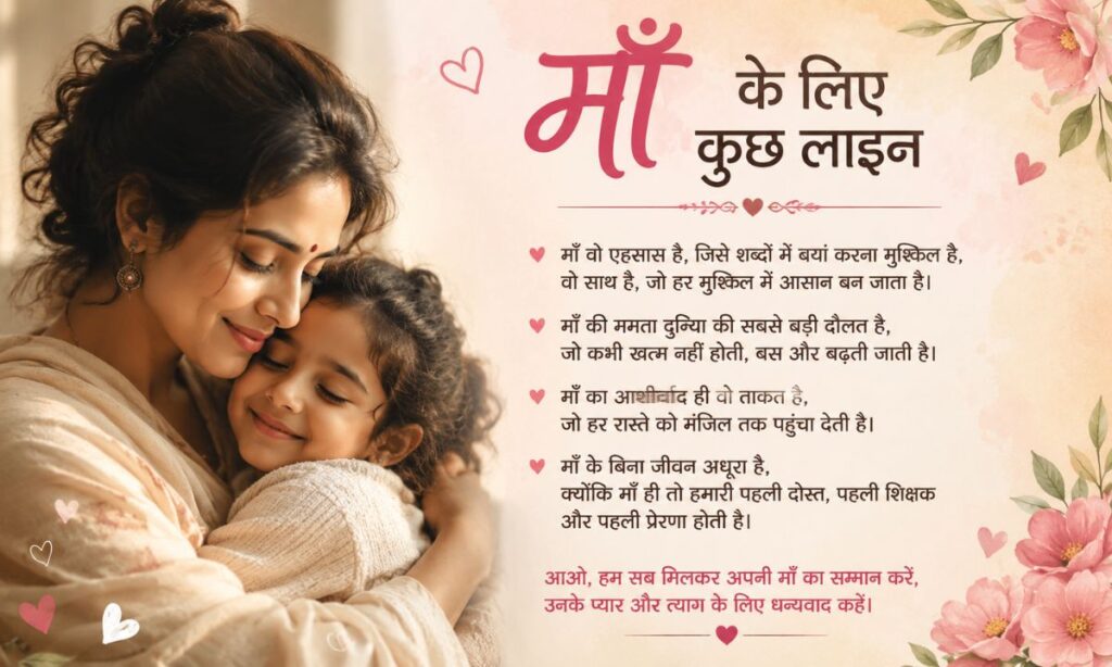 माँ के लिए कुछ लाइन