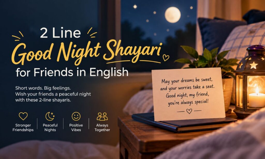 2 line Good Night Shayari for Friends in English