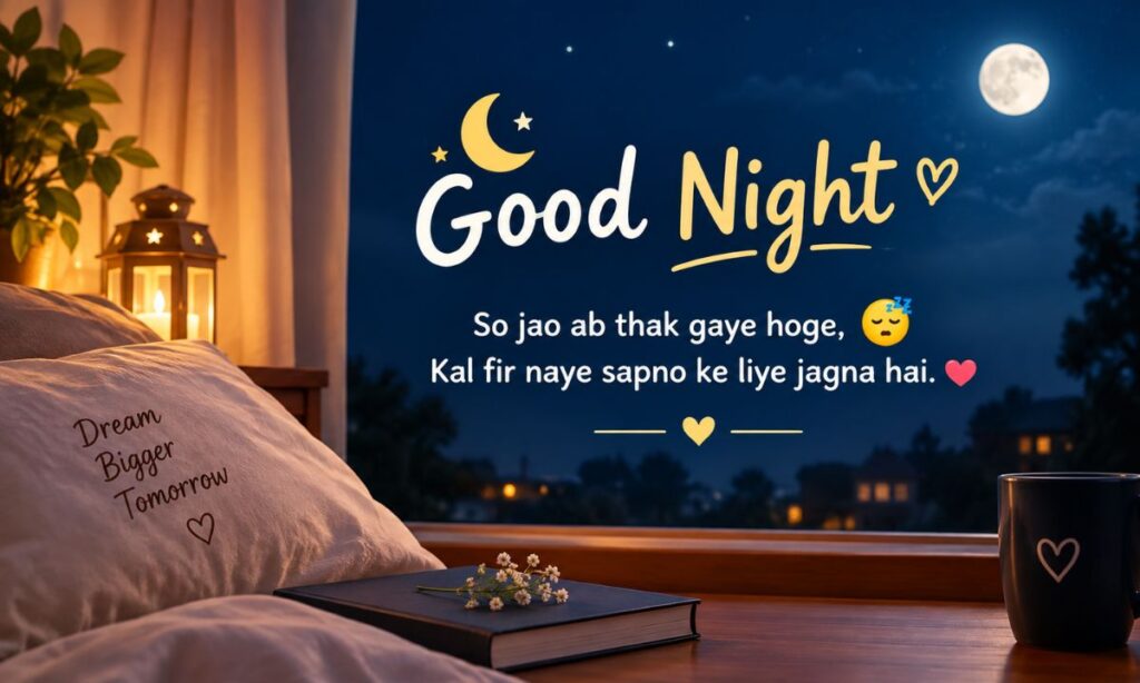 2 line Good Night Shayari in English with emoji