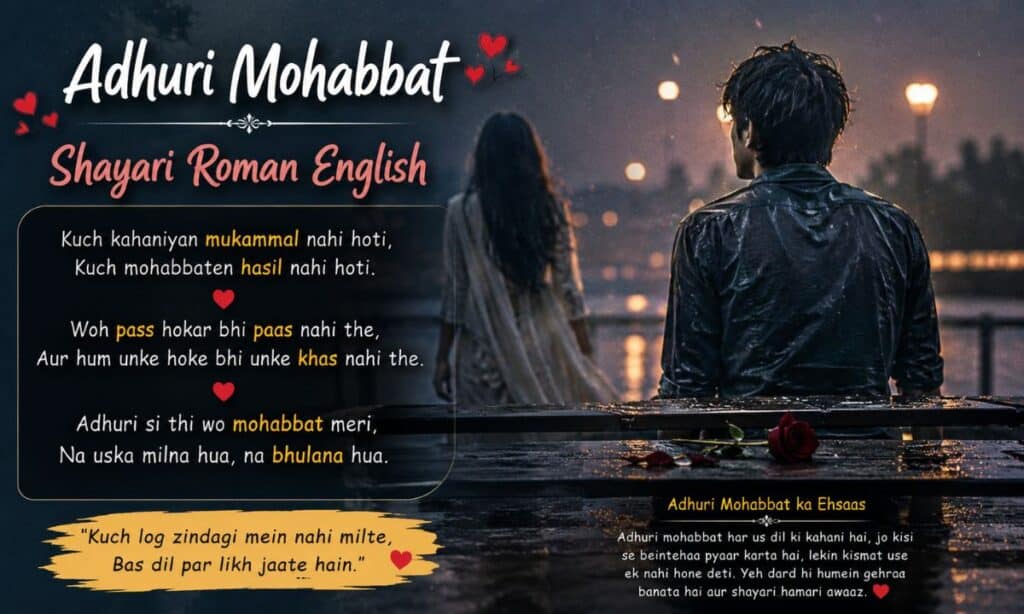 Adhuri Mohabbat Shayari Roman English
