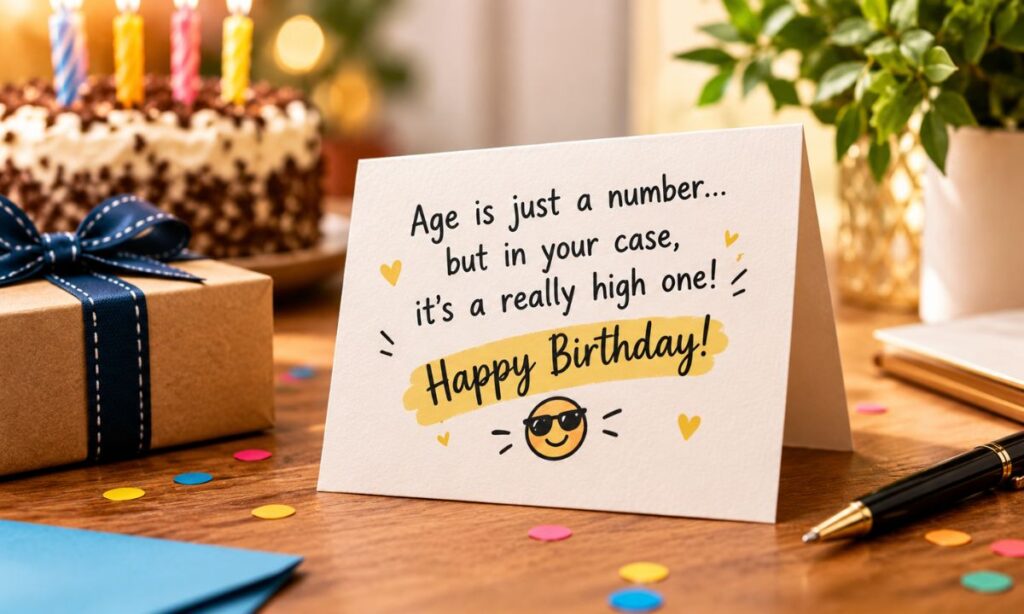 Birthday card with a short witty quote