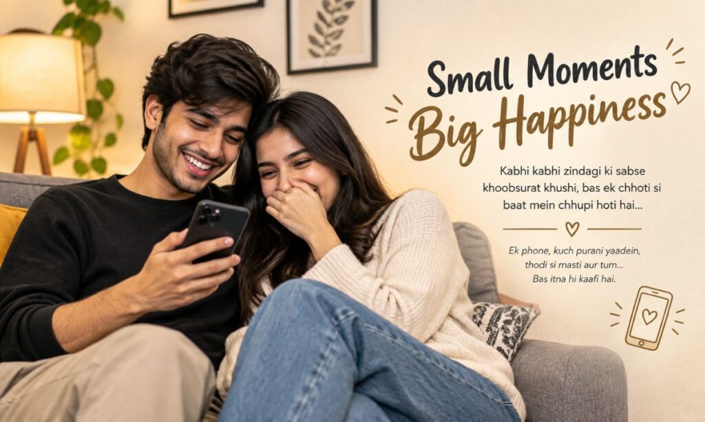 Couple enjoying funny love shayari in Hindi