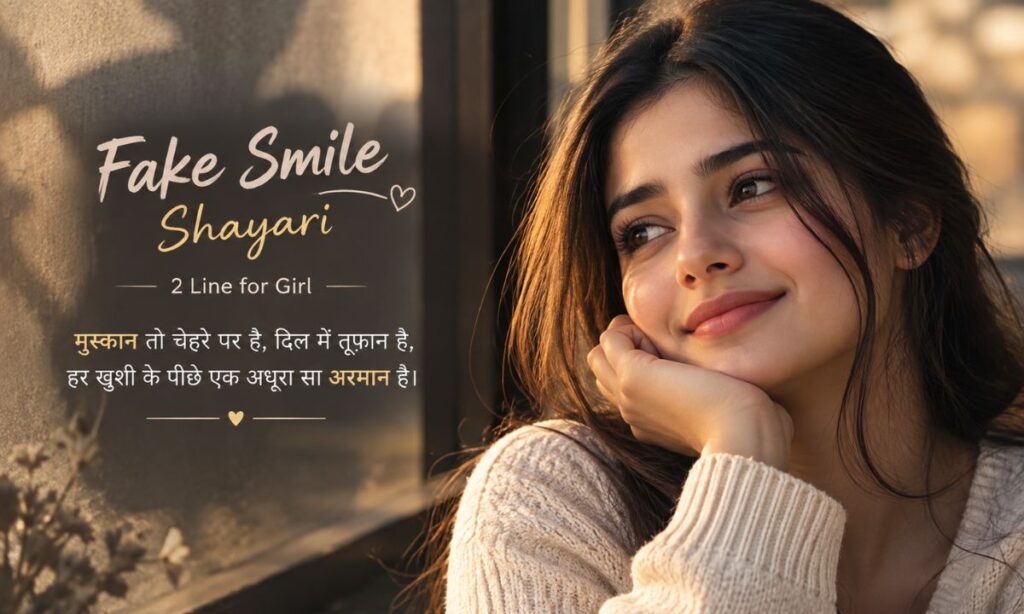 Fake smile shayari 2 line for girl image