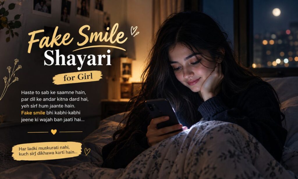 Fake smile shayari for girl hidden sadness image