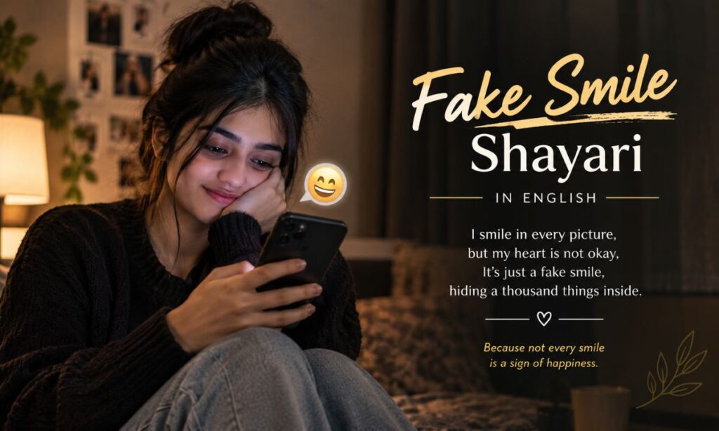 Fake smile shayari in English quote image
