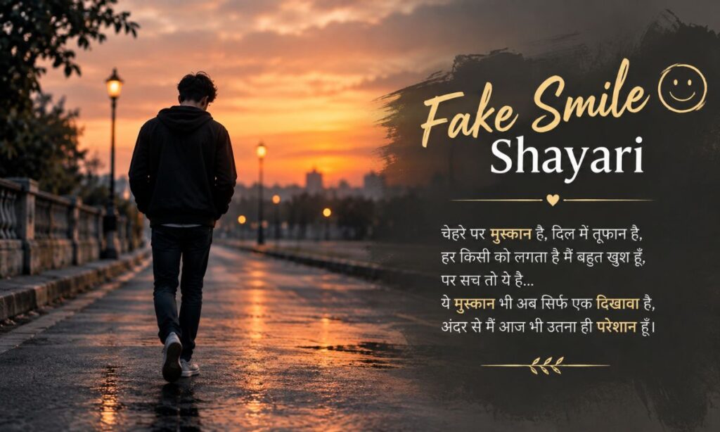Fake smile shayari lonely walk image