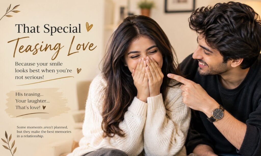 Girlfriend laughing at funny love shayari for her