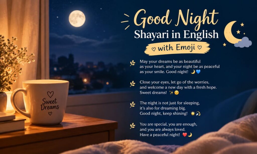 Good night shayari in english with emoji