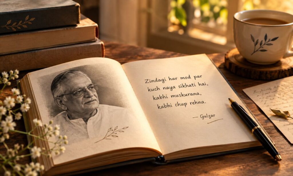 Gulzar shayari in Hindi 4 lines image