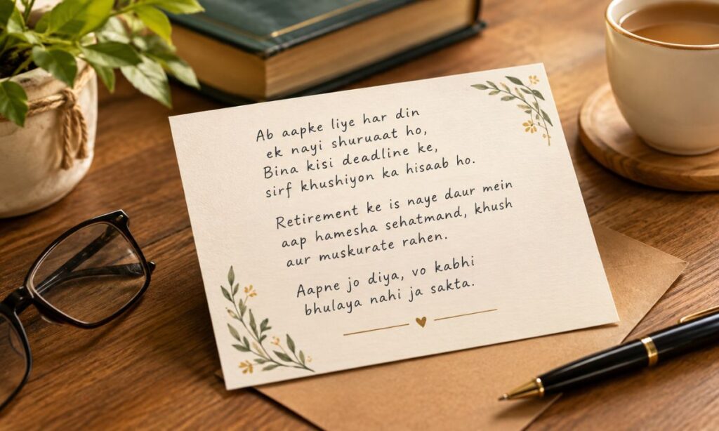 Handwritten retirement wishes greeting card