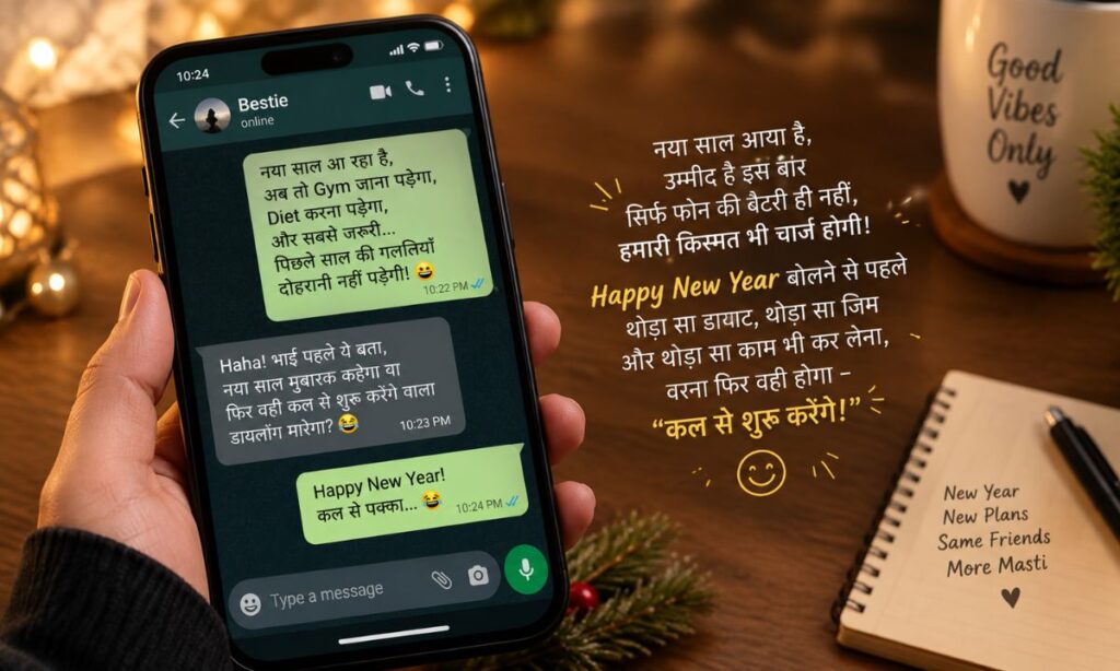 Happy new year funny shayari in hindi text