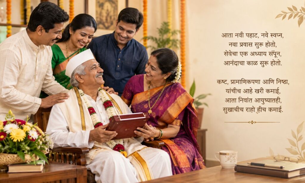Maharashtrian family celebrating a retirement occasion