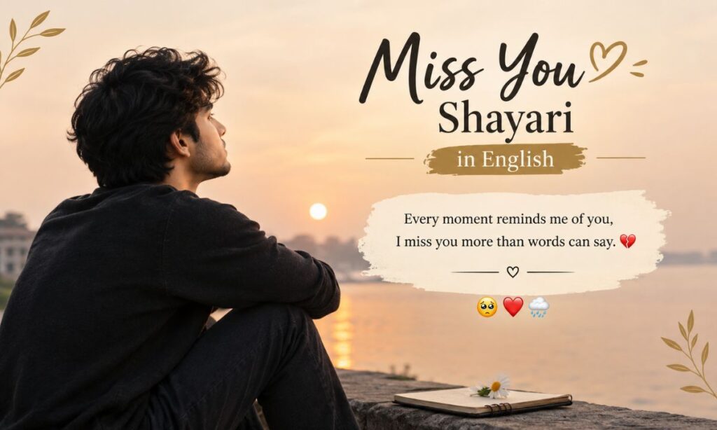 Miss you Shayari in English 2 line with emoji