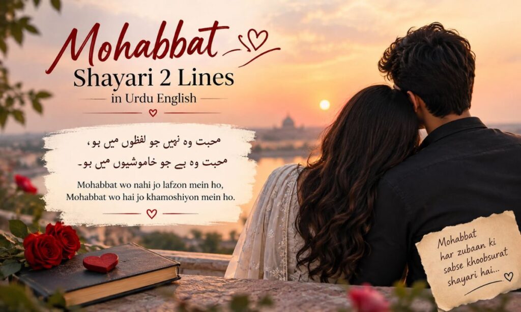 Mohabbat shayari 2 lines in Urdu English