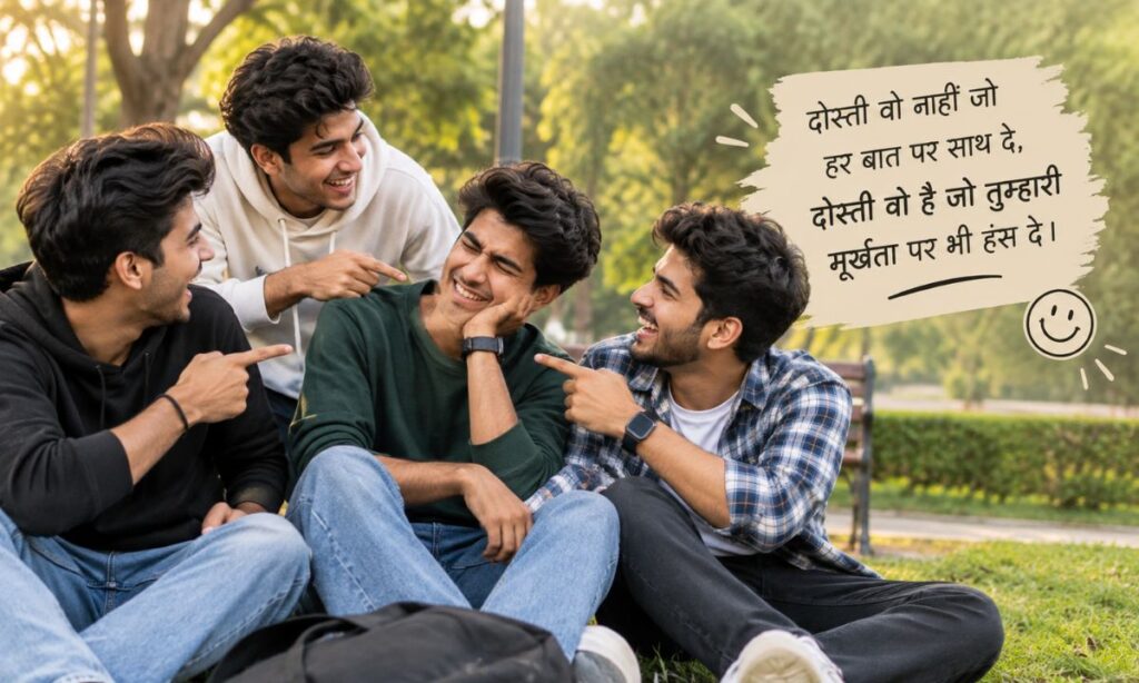 Park mein baithe masti karte dost